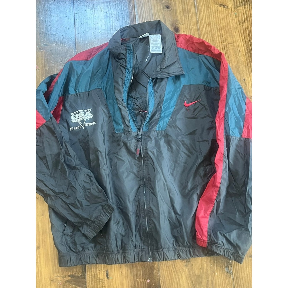 Vintage Nike USA Track Field Junior Olympics Jacket Mens Large Black Colorblock